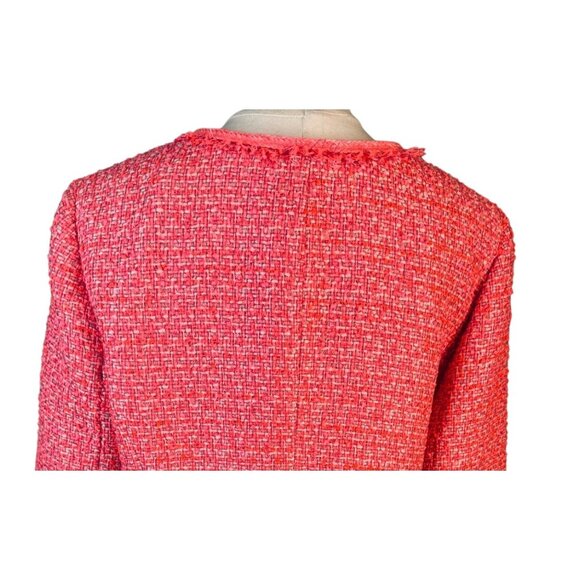 Talbots 14P Petites Tweed Pink/Coral/Red Button Front Jacket Polyester Acrylic - Picture 10 of 16